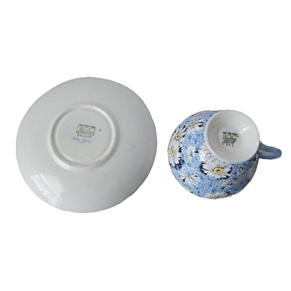 Vintage Shelley Blue Daisy Tea Cup and Saucer Teacup Tea Party Gift - Picture 4 of 5